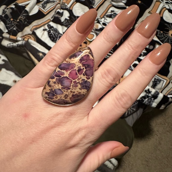 EXTRA LARGE PURPLE-COPPER TURQUOISE RING - Picture 6 of 6